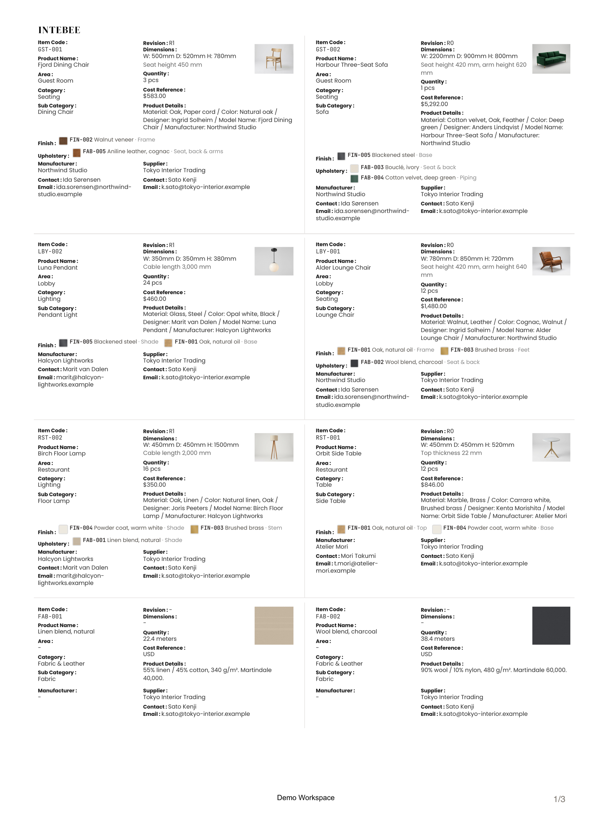 The spec book — every item, one document