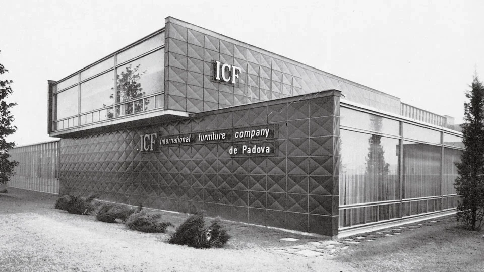 Black-and-white photograph of the ICF De Padova building