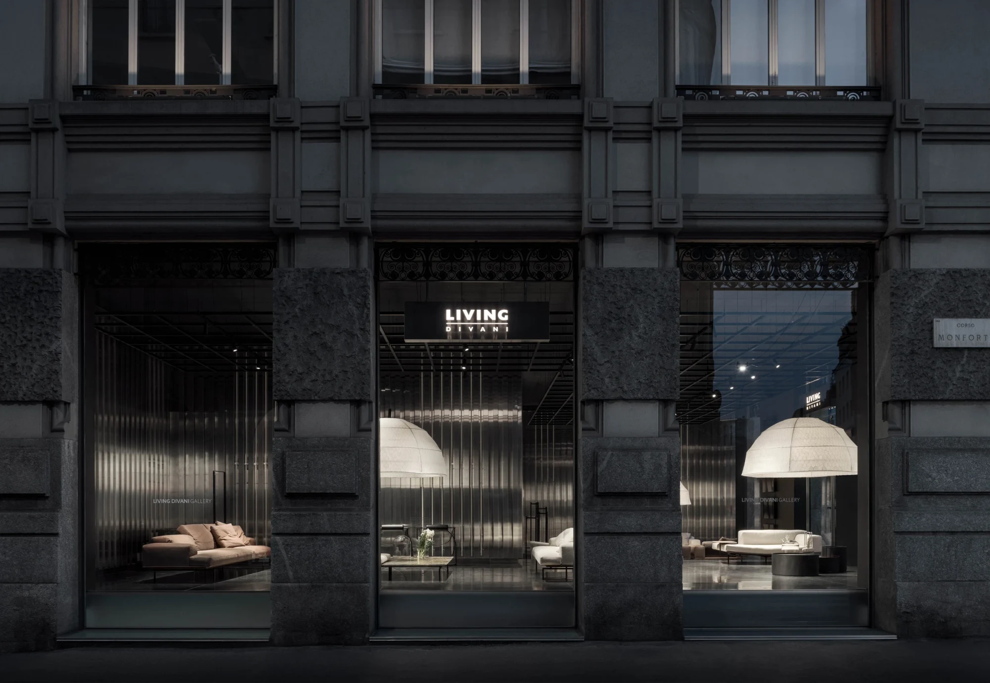 Living Divani Gallery storefront in Milan