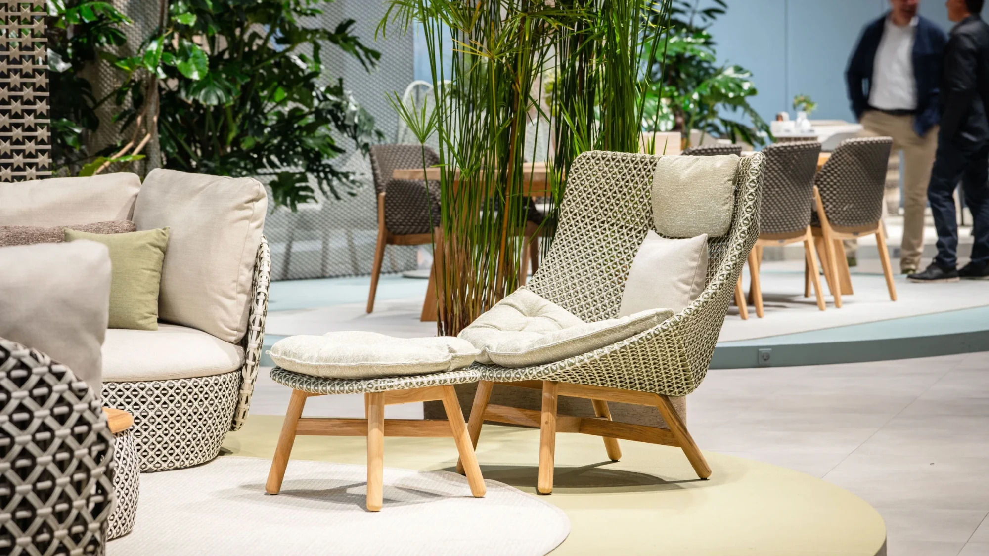 DEDON Mbrace lounge chair and ottoman on display at Salone del Mobile 2025