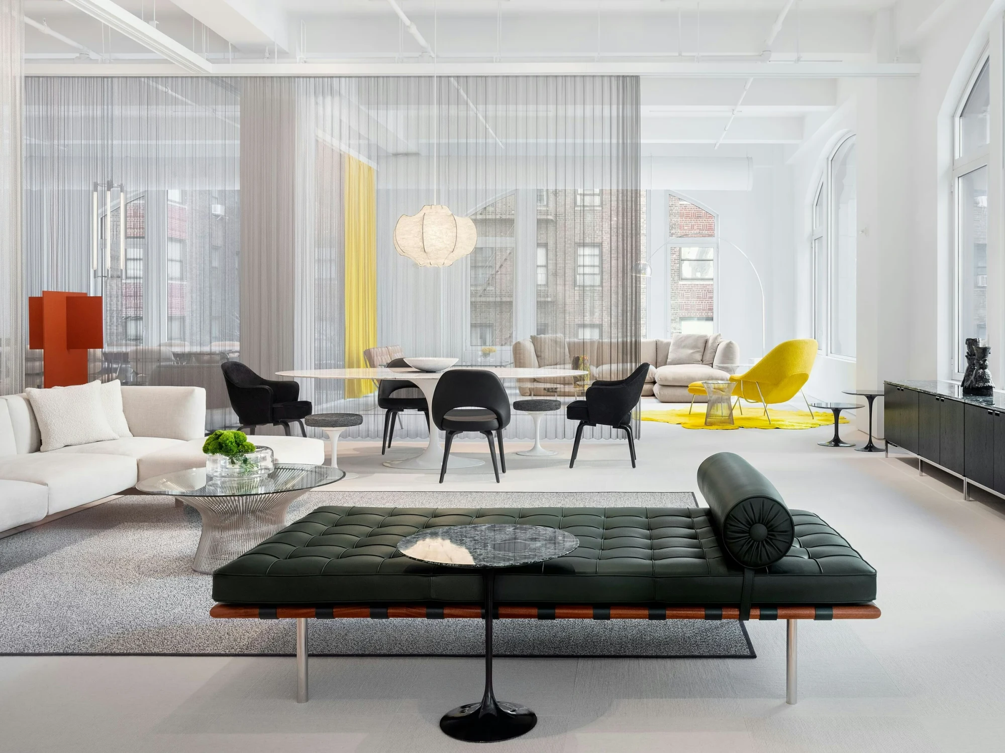 Knoll showroom in New York with seating and a daybed