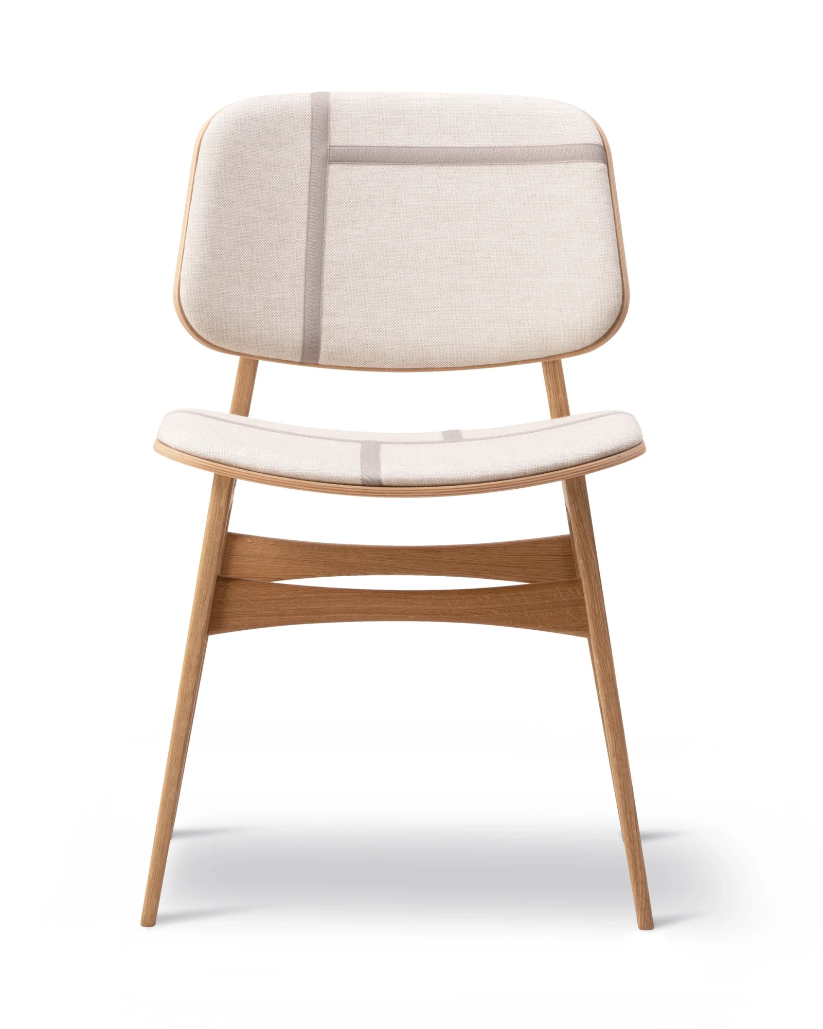 The Søborg Wood Base Front upholstered, front view on white