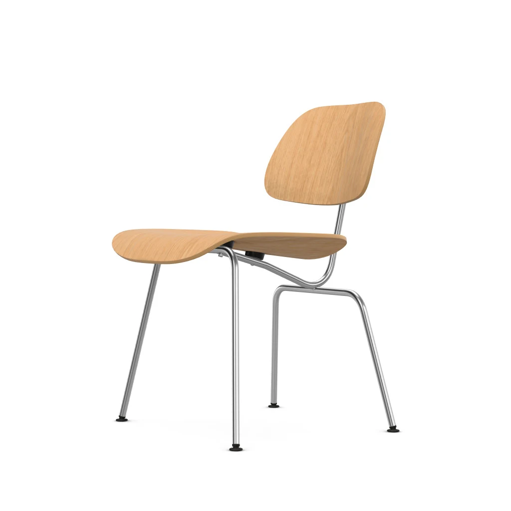 Plywood Group DCM chair with a chrome-plated base