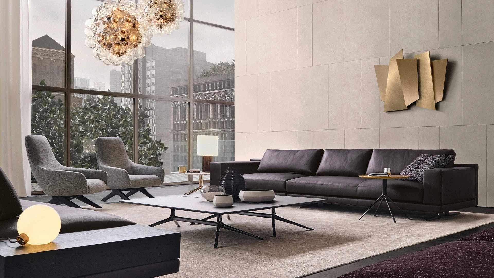 Mondrian sofa in a living room, official Poliform photo