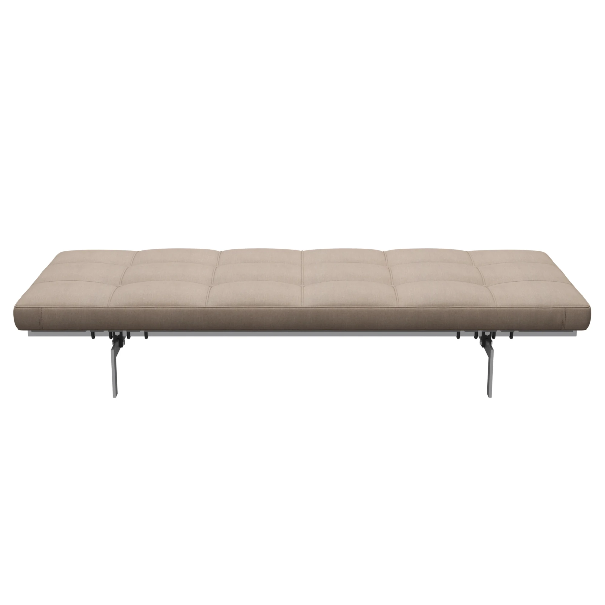 PK80 daybed with a pale tufted cushion, long side view
