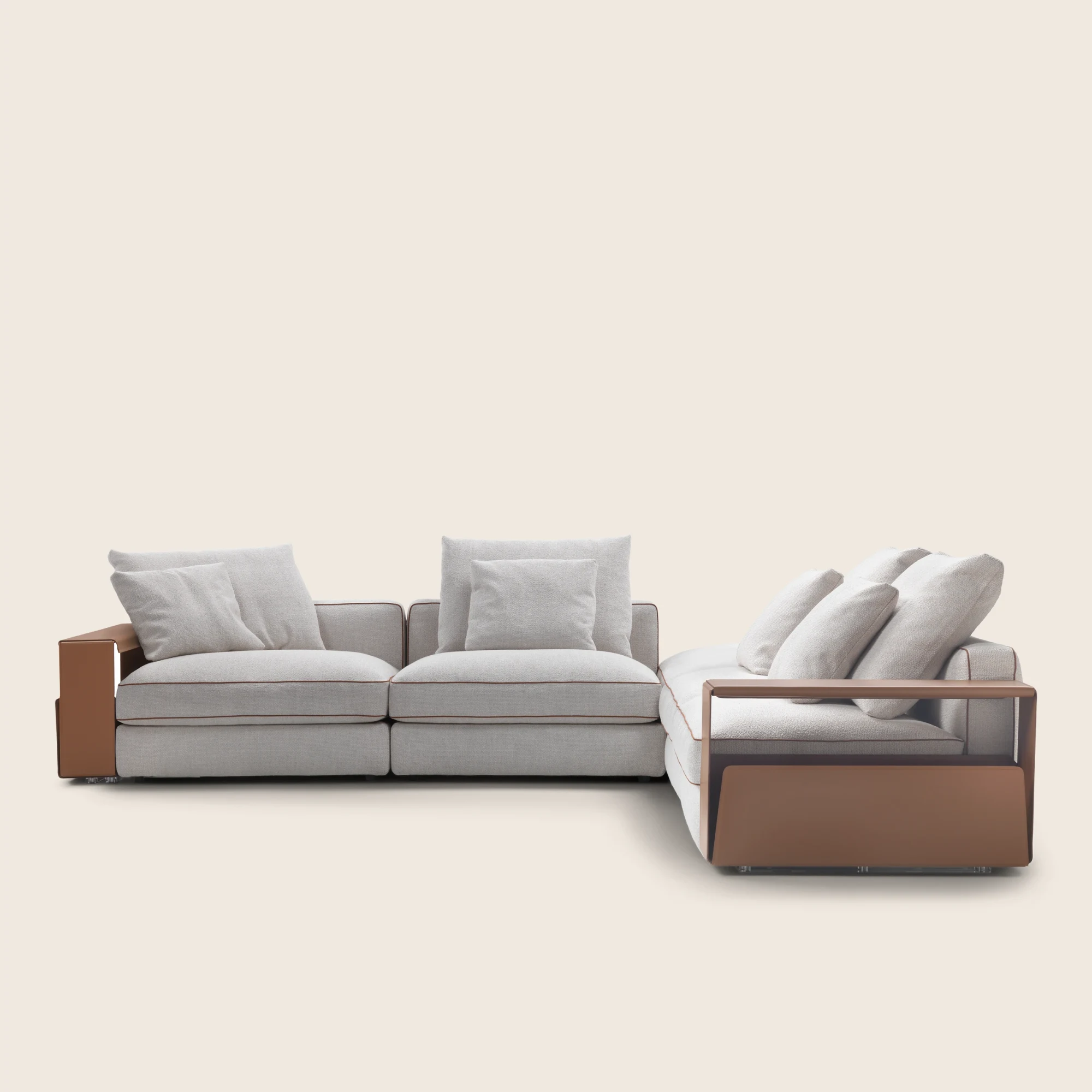Harper sofa with a console armrest and an L-shaped corner