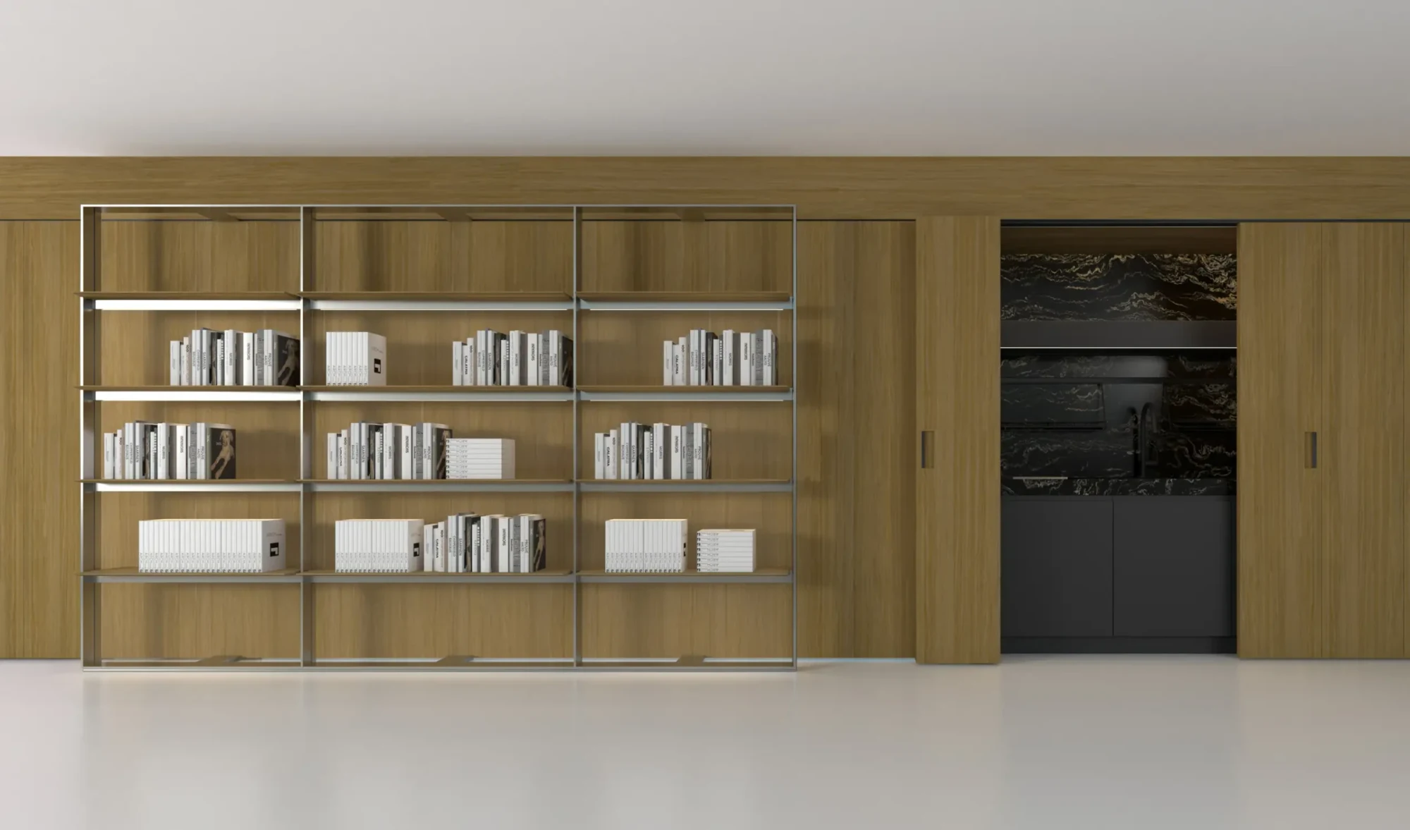 Flat.C Frame integrated into a full-height wall composition