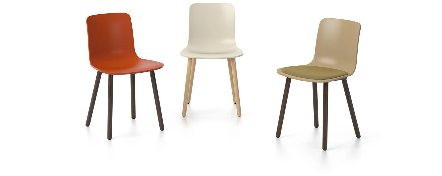 Chairs seen from different sides on a plain background