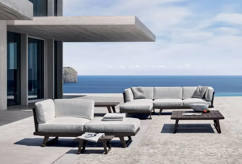 Gio sofa elements outdoors facing the sea