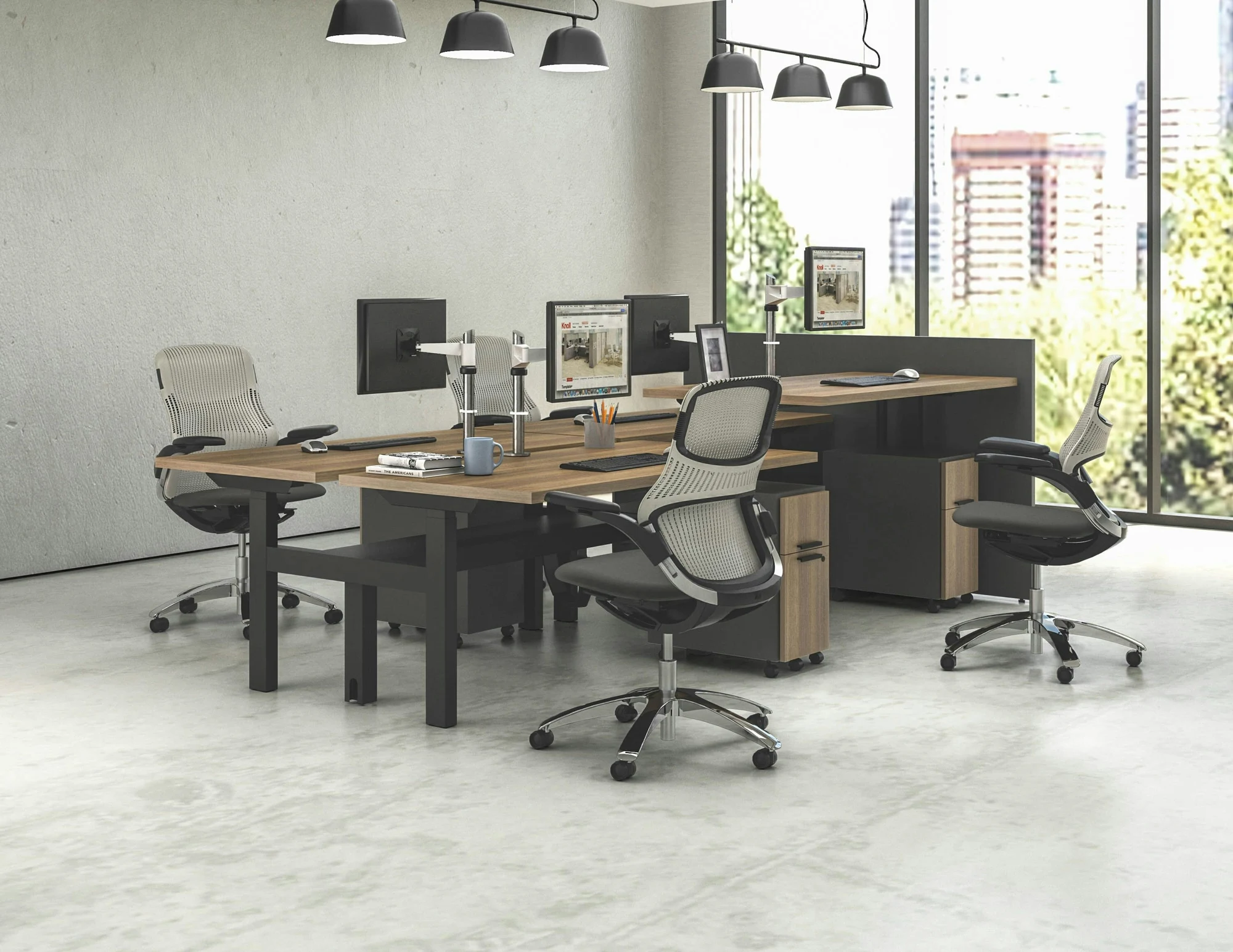 k. bench in an open office