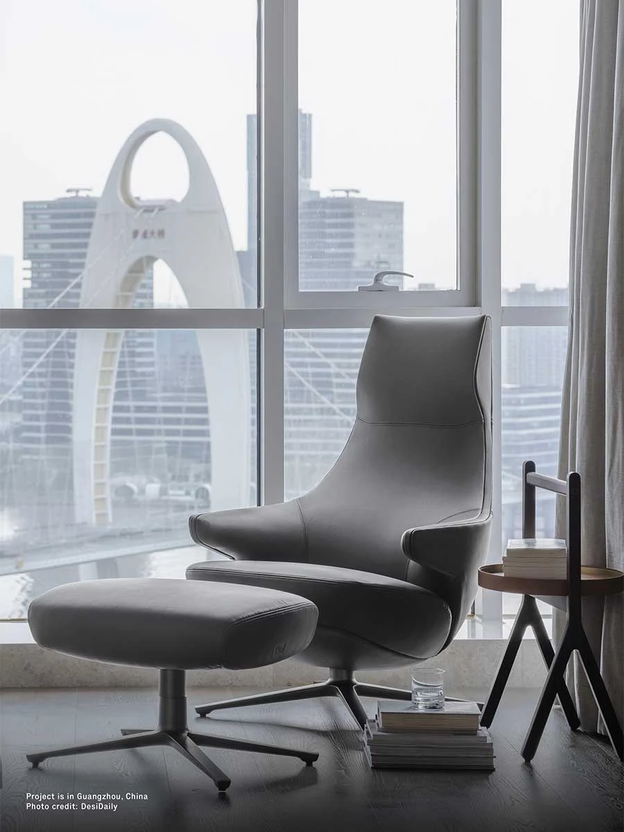 Jay Lounge ottoman shown with the matching armchair