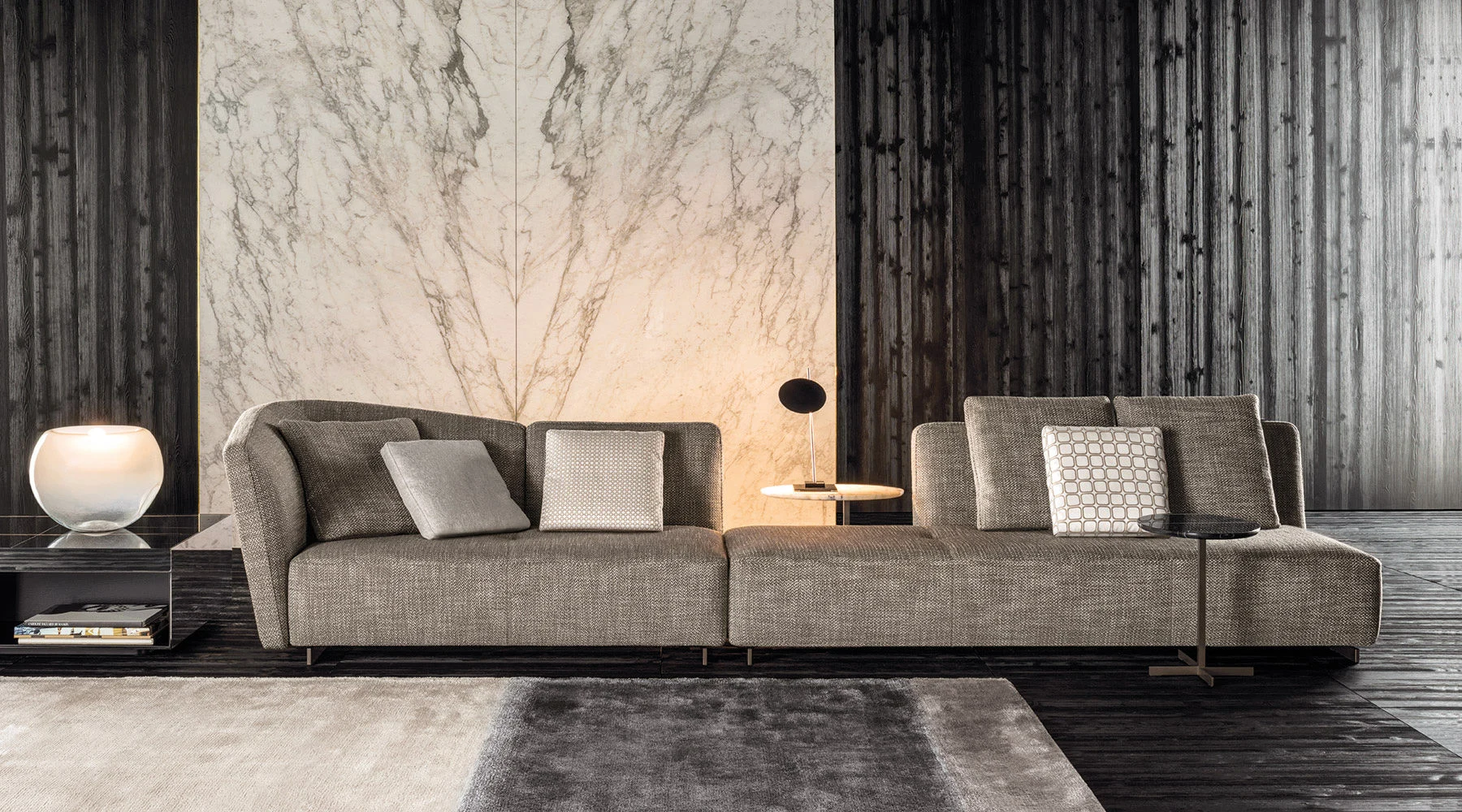 Long Lounge Seymour sofa composition with an open-end element in a room