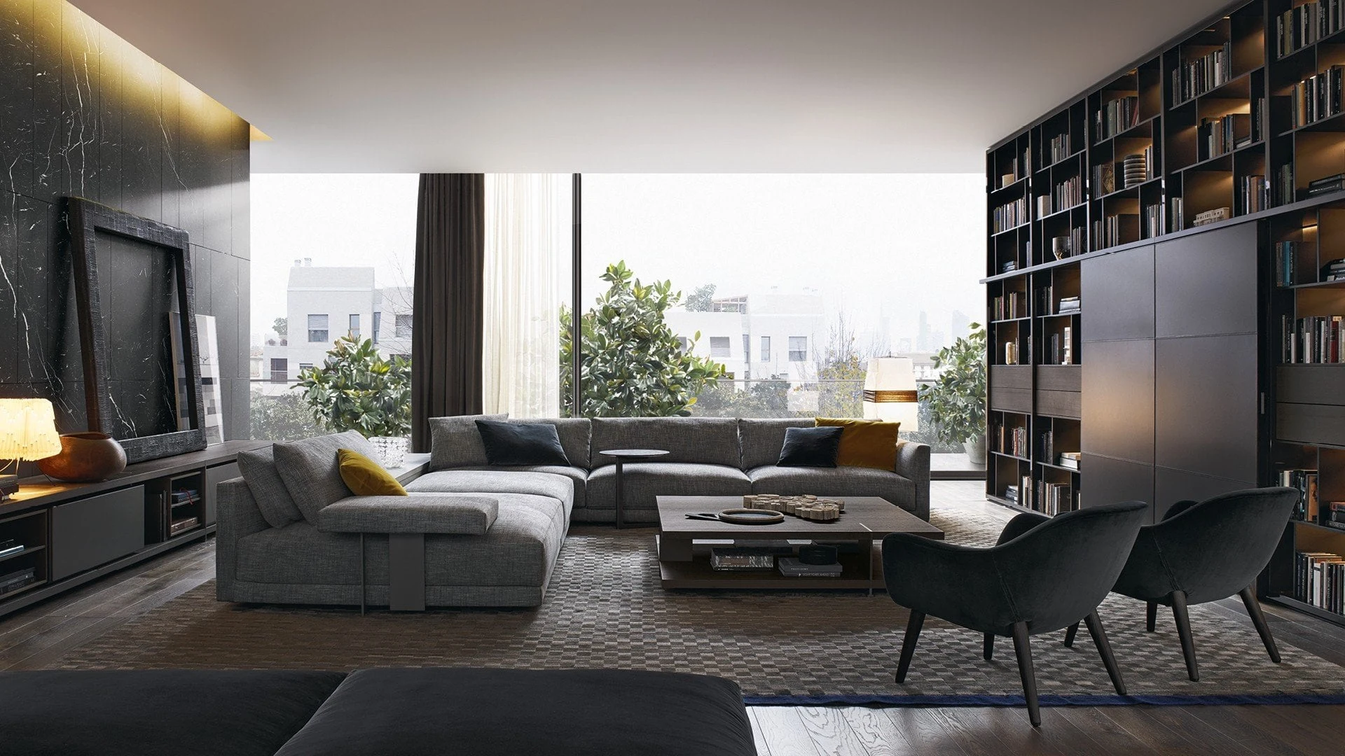 Mad Chair armchairs in a living room, official Poliform photo