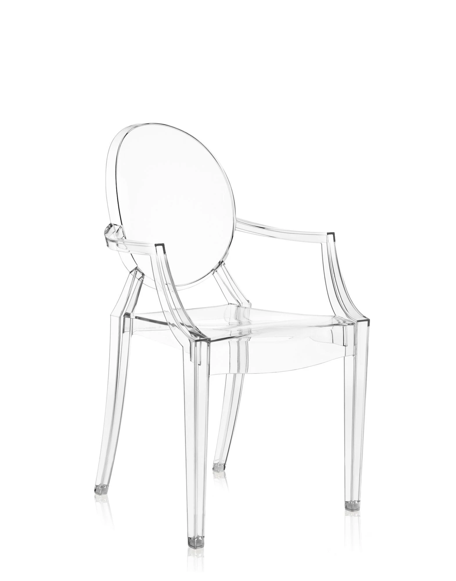 Three-quarter view of the Louis Ghost armchair on a plain background