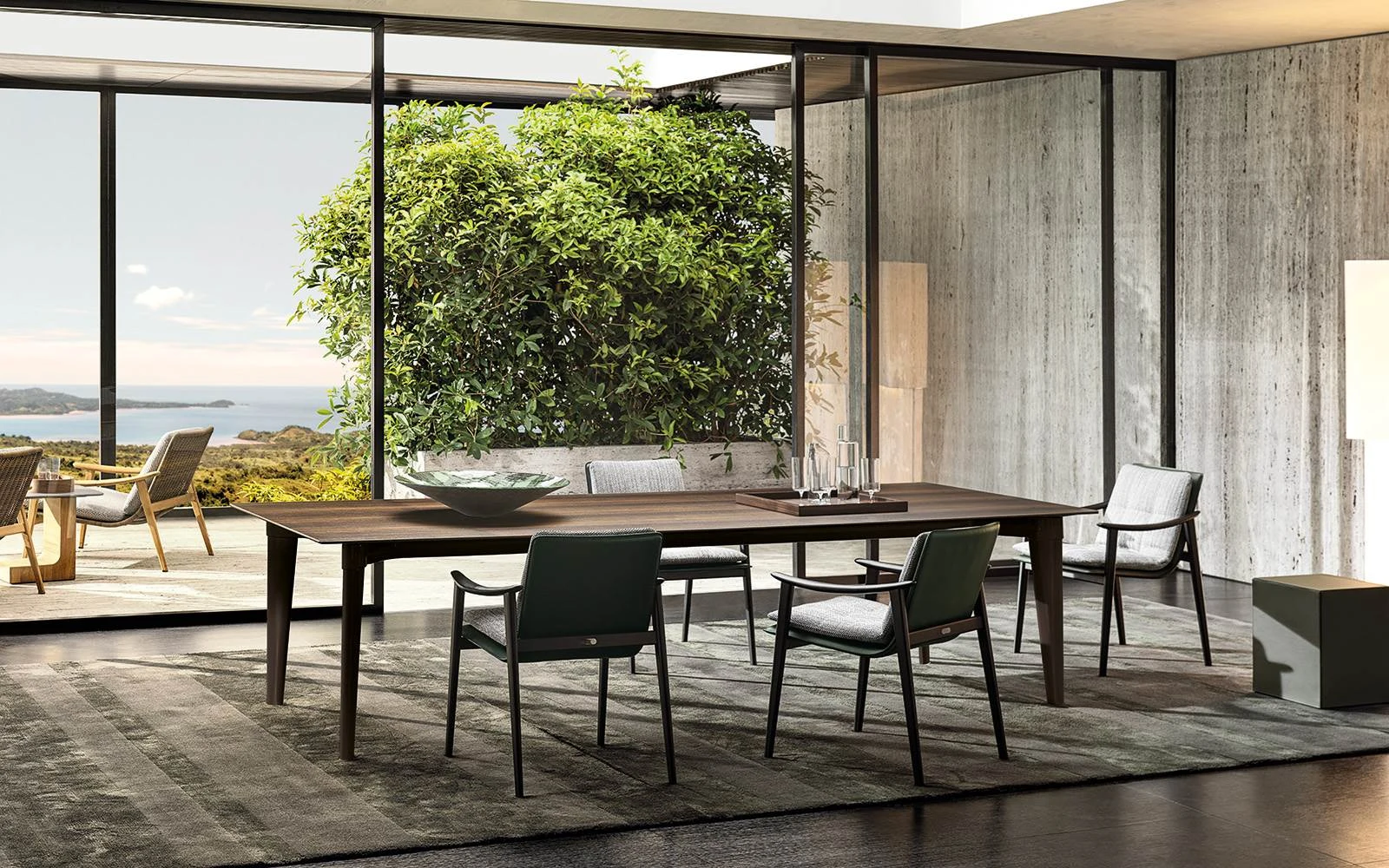 Interior view of Penthouse's rectangular top and tapered legs