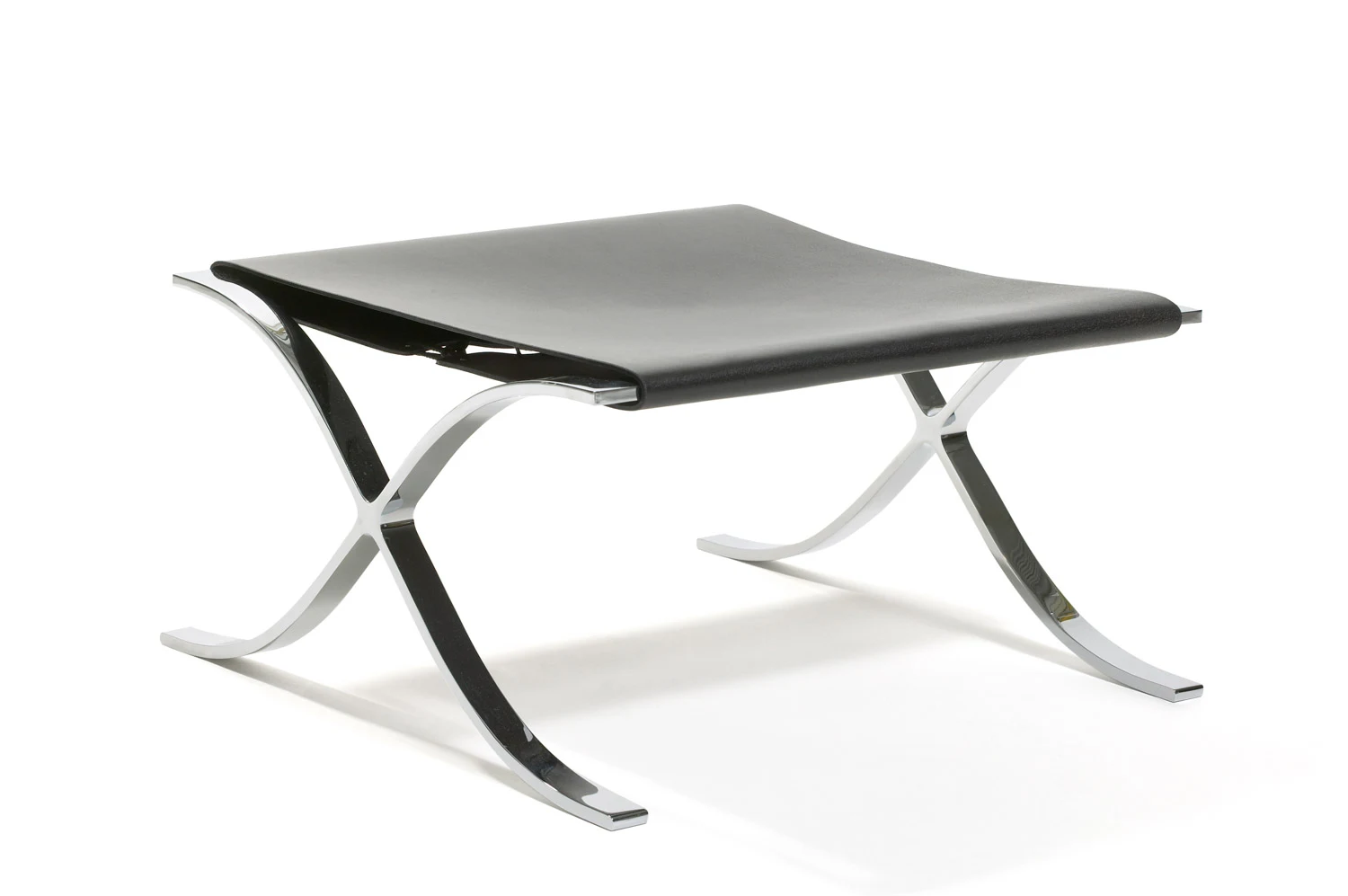 Barcelona Hocker mit Rindsleder-Sitzfläche