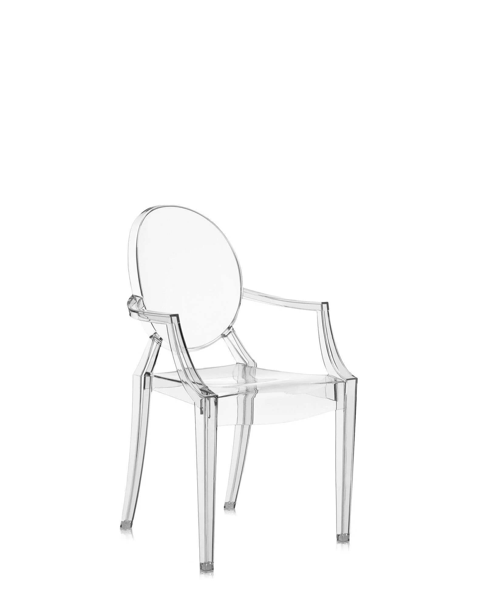 Three-quarter view of the Lou Lou Ghost armchair on a plain background